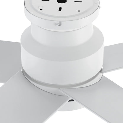 Carro Santana 52in 5-Blade Flush Mount Ceiling Fan | Modern White and Plywood | Living Room & Bedroom | 52 x 52 x 11 in | Model CFR525E5-N10-W1-1-FM