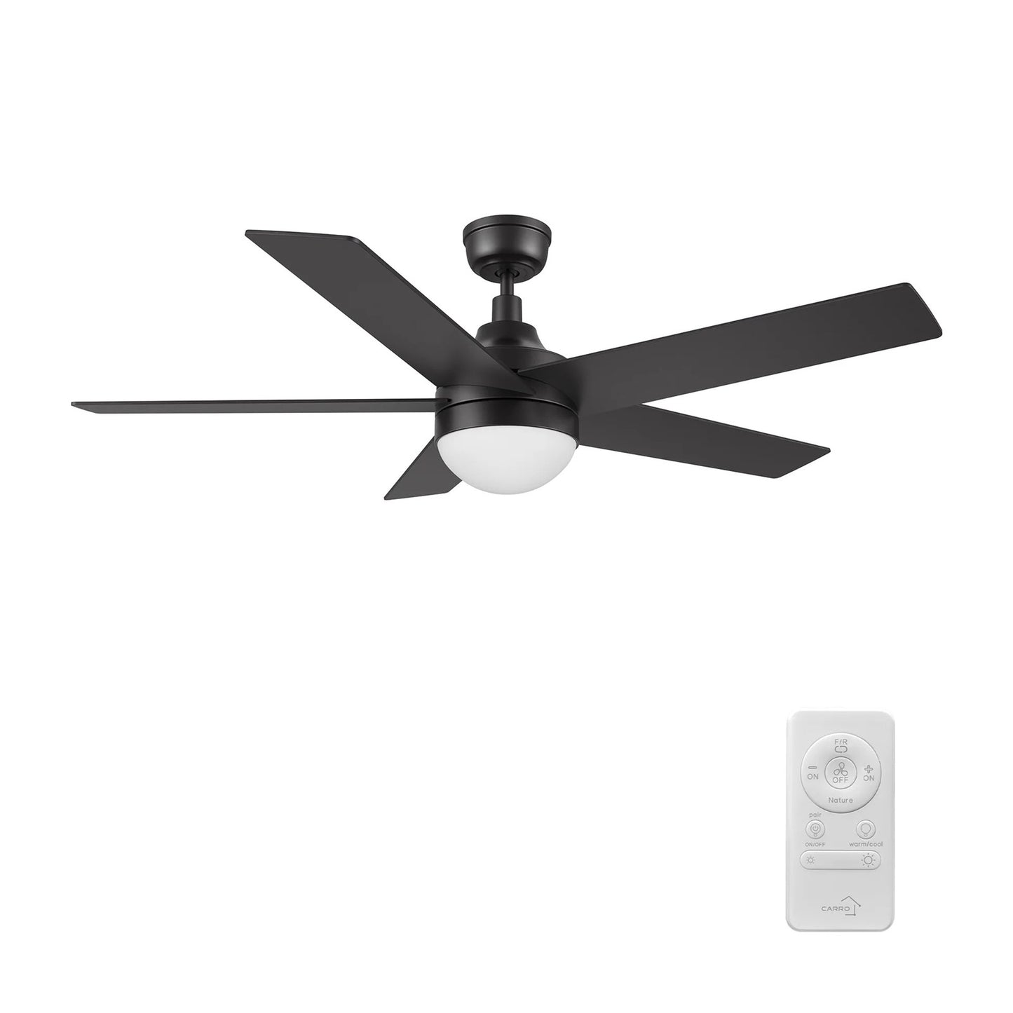 Carro Kimball 52in 5-Blade Ceiling Fan | Modern Black and Plywood | Living Room & Bedroom | 52 x 52 x 16.9 in | Model CFR525E6-L11-B2-1