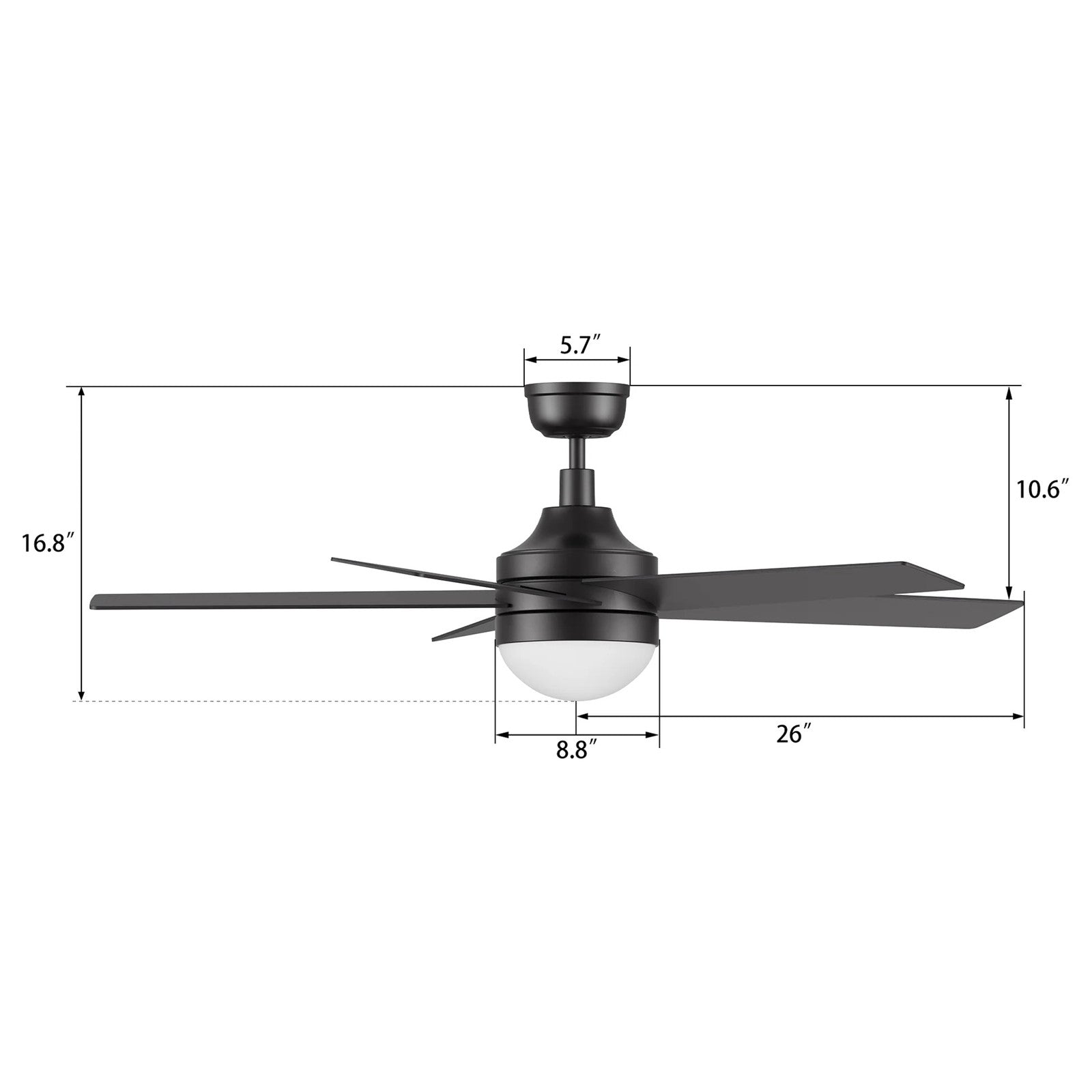Carro Kimball 52in 5-Blade Ceiling Fan | Modern Black and Plywood | Living Room & Bedroom | 52 x 52 x 16.9 in | Model CFR525E6-L11-B2-1