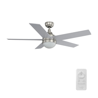 Carro Kimball 52in 5-Blade Ceiling Fan | Brushed Nickel Plywood Blades | Living Room & Bedroom | 52 x 52 x 16.9 in | Model CFR525E6-L11-SJ-1