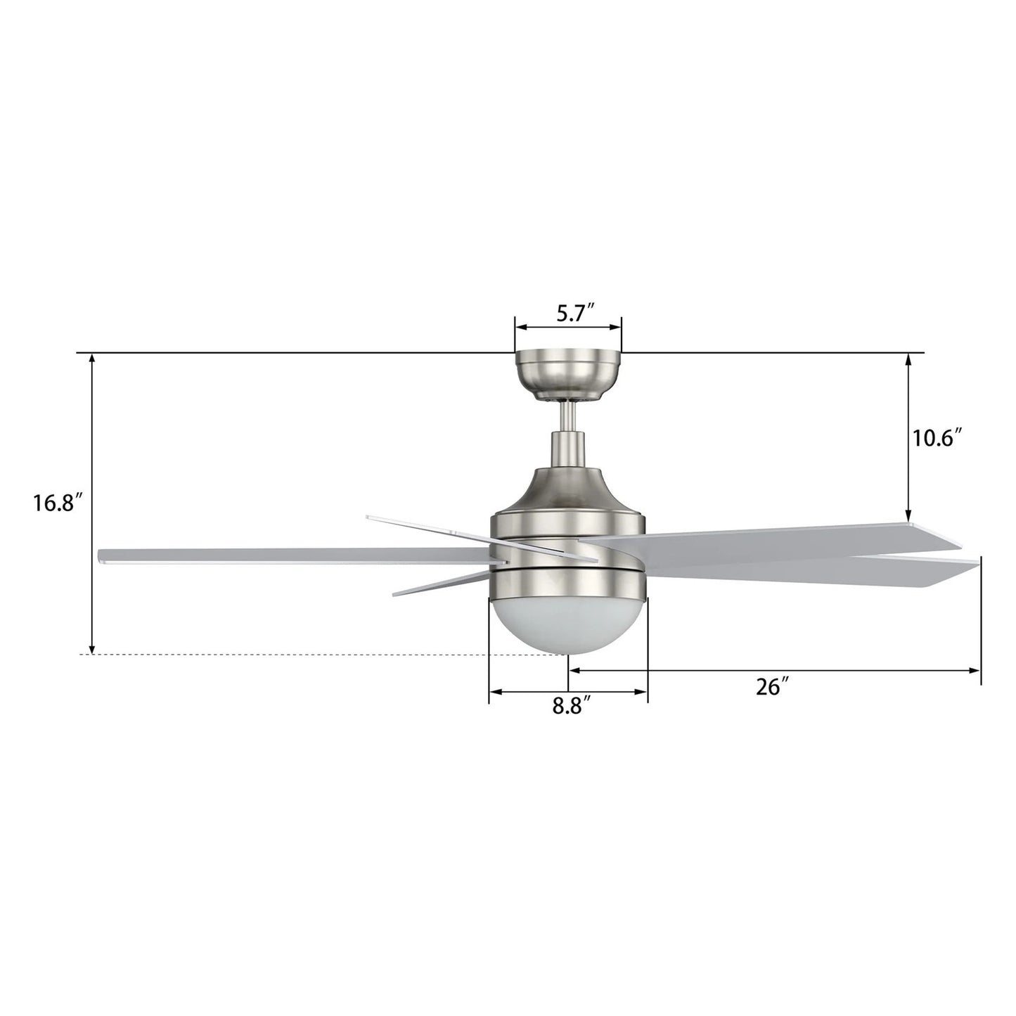 Carro Kimball 52in 5-Blade Ceiling Fan | Brushed Nickel Plywood Blades | Living Room & Bedroom | 52 x 52 x 16.9 in | Model CFR525E6-L11-SJ-1