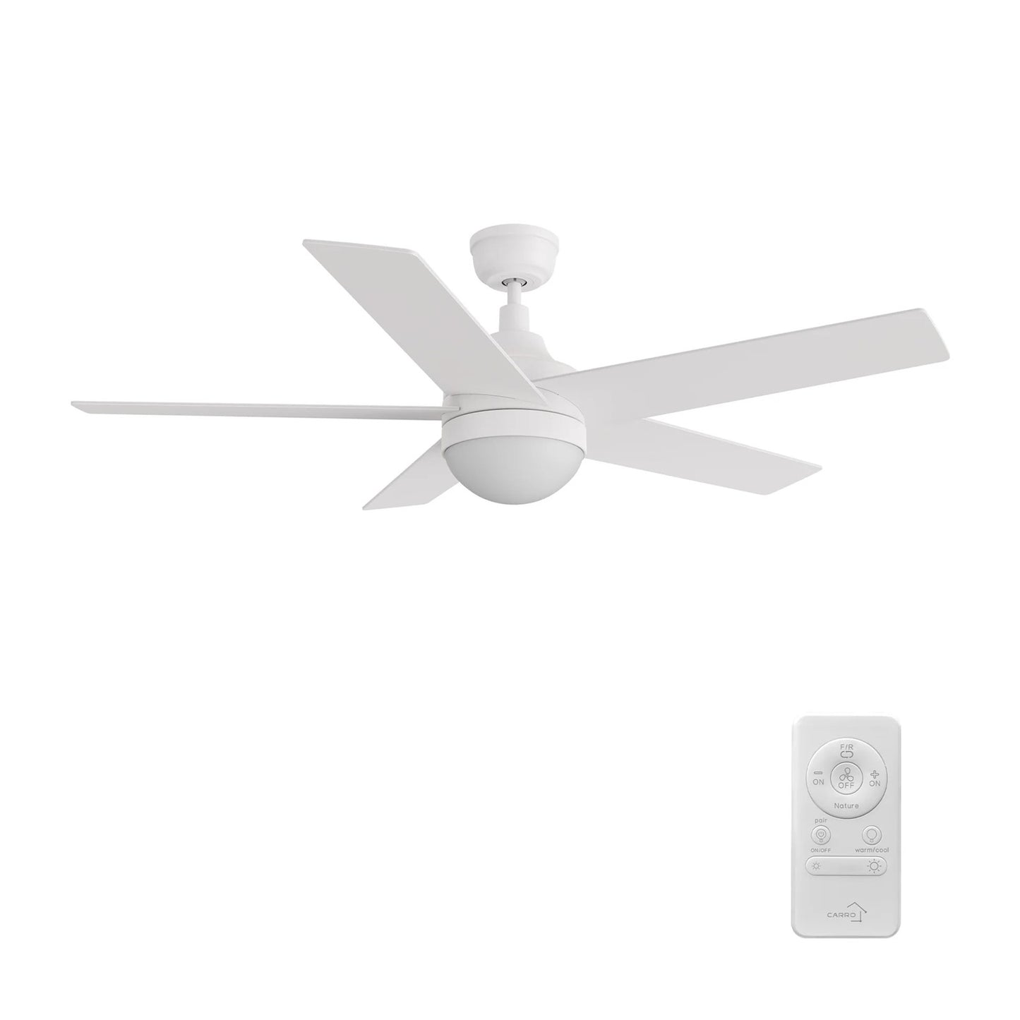 Carro Kimball 52in 5-Blade Ceiling Fan | White Plywood Blades | Living Room & Bedroom | 52 x 52 x 16.9 in | Model CFR525E6-L11-W1-1