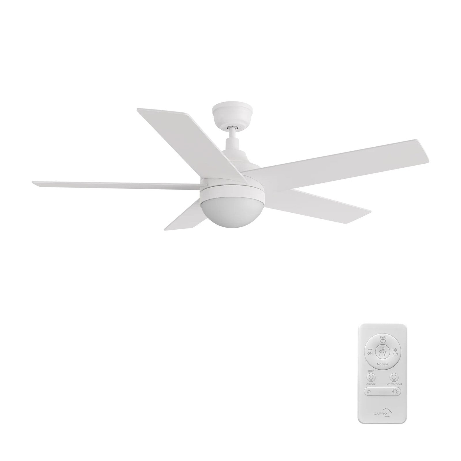 Carro Kimball 52in 5-Blade Ceiling Fan | White Plywood Blades | Living Room & Bedroom | 52 x 52 x 16.9 in | Model CFR525E6-L11-W1-1