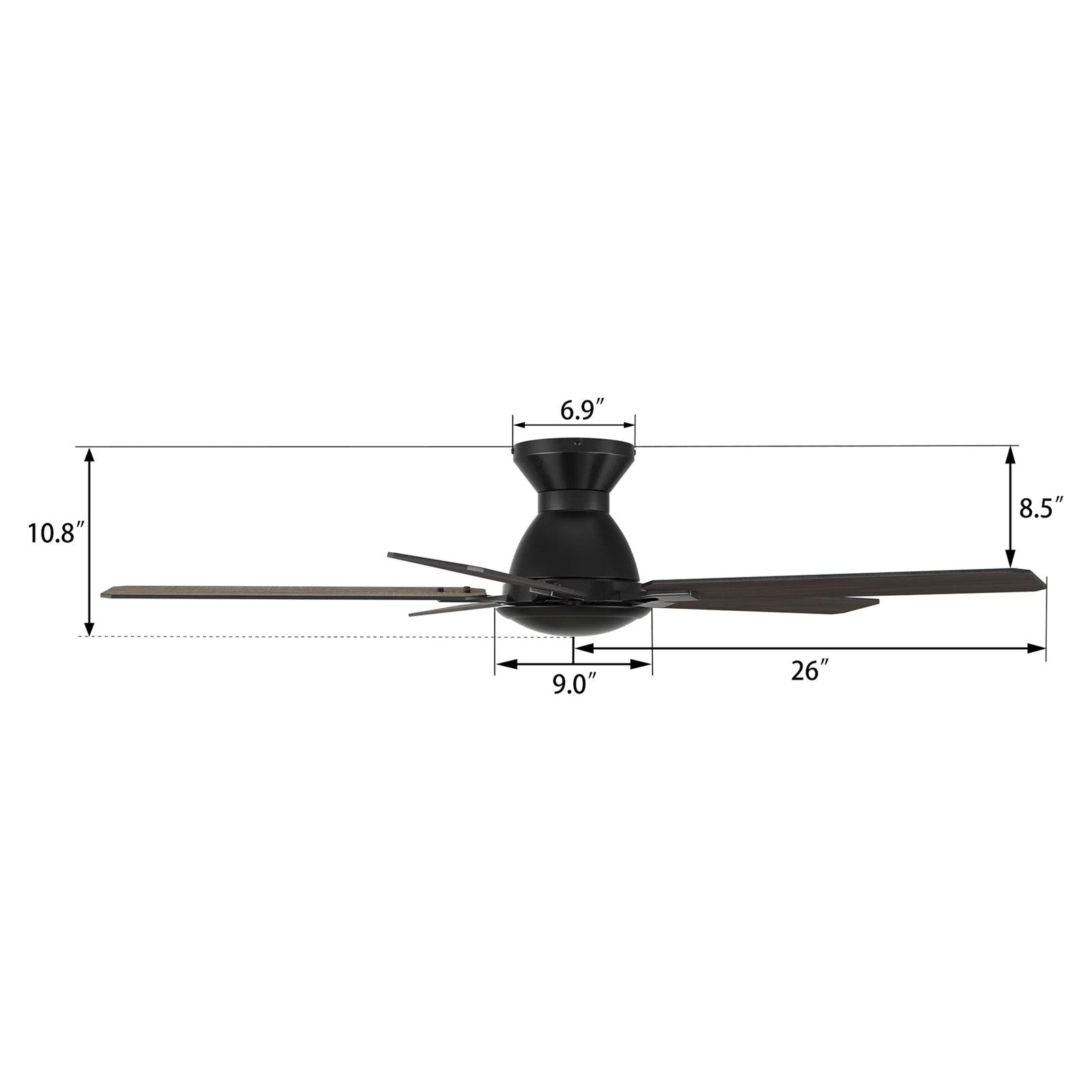 Carro Dunkirk 52in 5-Blade Flush Mount Ceiling Fan | Black Barnwood Plywood Blades | Indoor Living Room & Bedroom | 52 x 52 x | Model CFR525J-N10-BG-1-FM