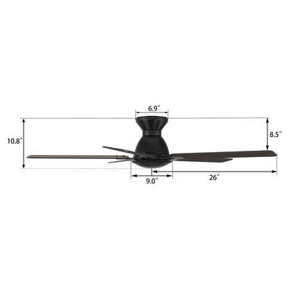 Carro Dunkirk 52in 5-Blade Flush Mount Ceiling Fan | Black Barnwood Plywood Blades | Indoor Living Room & Bedroom | 52 x 52 x | Model CFR525J-N10-BG-1-FM