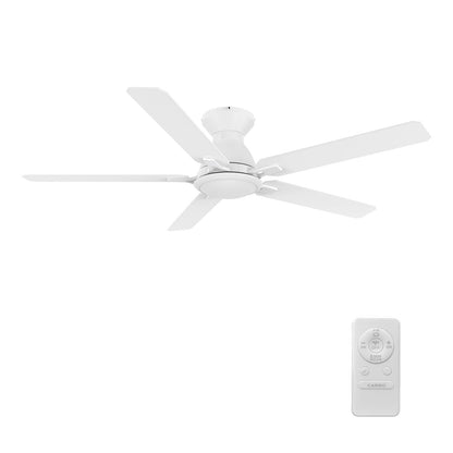 Carro Dunkirk 52in 5-Blade Flush Mount Ceiling Fan | White Plywood Blades | Indoor Living Room & Bedroom | 52 x 52 x 10.8 in | Model CFR525J-N10-W1-1-FM