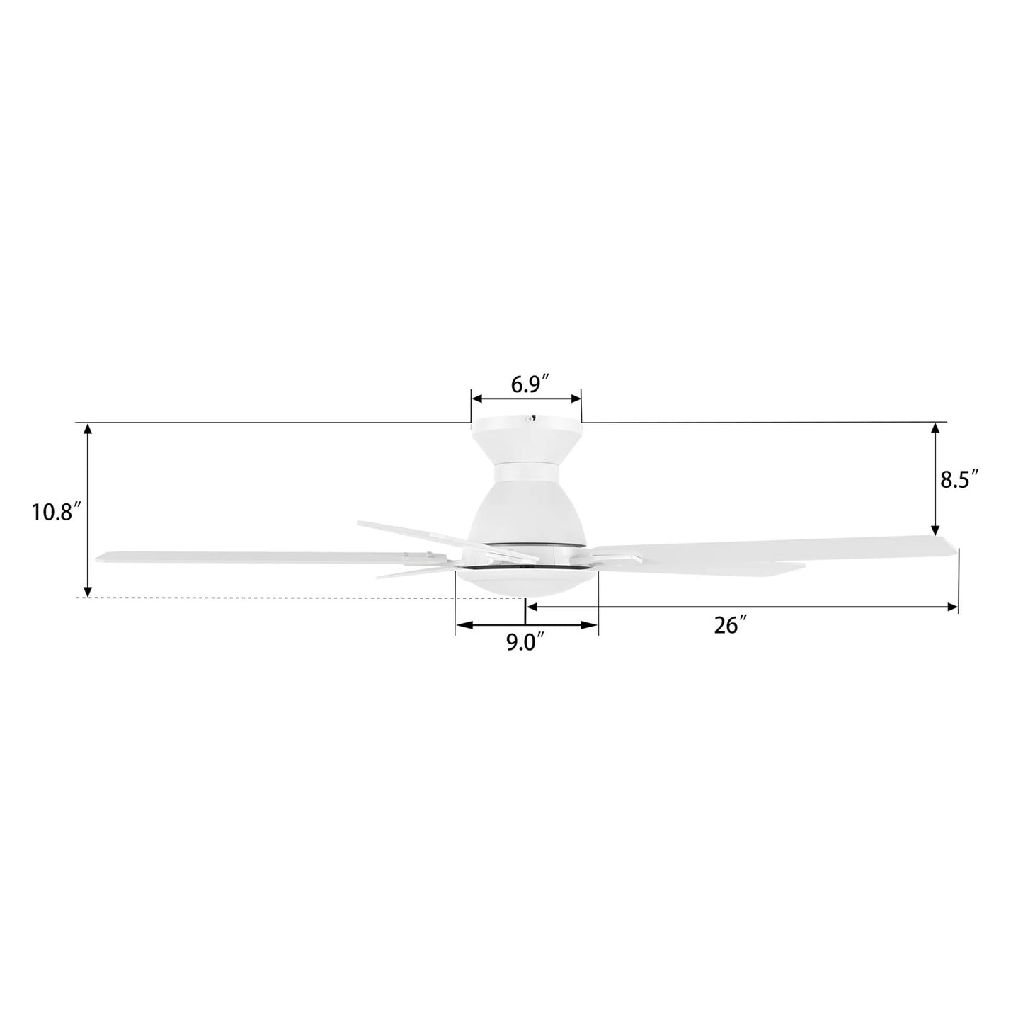 Carro Dunkirk 52in 5-Blade Flush Mount Ceiling Fan | White Plywood Blades | Indoor Living Room & Bedroom | 52 x 52 x 10.8 in | Model CFR525J-N10-W1-1-FM