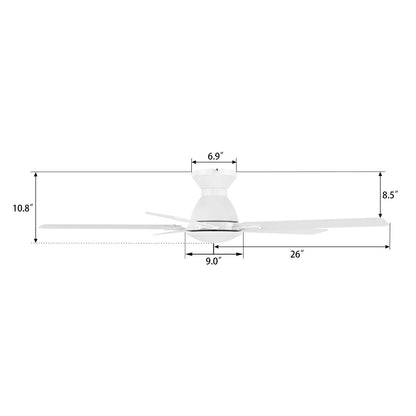 Carro Dunkirk 52in 5-Blade Flush Mount Ceiling Fan | White Plywood Blades | Indoor Living Room & Bedroom | 52 x 52 x 10.8 in | Model CFR525J-N10-W1-1-FM