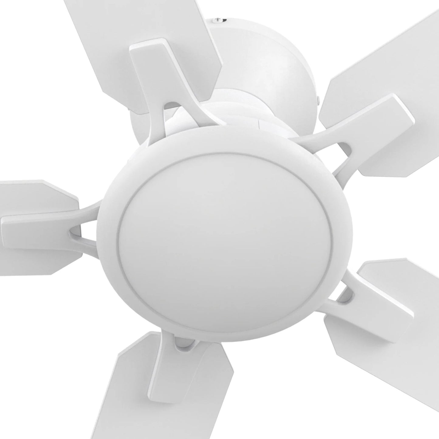 Carro Dunkirk 52in 5-Blade Flush Mount Ceiling Fan | White Plywood Blades | Indoor Living Room & Bedroom | 52 x 52 x 10.8 in | Model CFR525J-N10-W1-1-FM