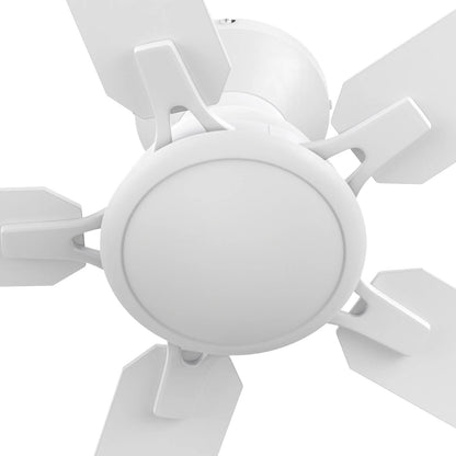 Carro Dunkirk 52in 5-Blade Flush Mount Ceiling Fan | White Plywood Blades | Indoor Living Room & Bedroom | 52 x 52 x 10.8 in | Model CFR525J-N10-W1-1-FM