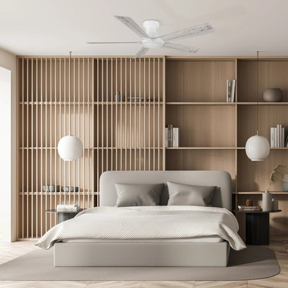 Carro Lurgan 52in 5-Blade Flush Ceiling Fan | White Washed Plywood Blades | Living Room & Bedroom | 52 x 52 x 10.8 in | Model CFR525J1-N10-WP-1-FM