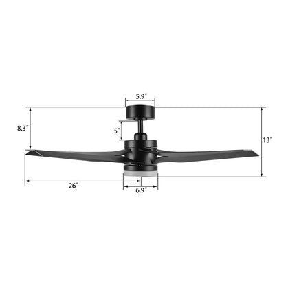 Carro Onyx 52in 5-Blade Ceiling Fan | Black ABS Blades with Integrated LED | Indoor Living Room & Bedroom | 52 x 52 x 15.3 in | Model CFR525T2-L11-B2-1