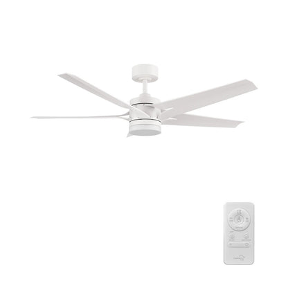 Carro Onyx 52in 5-Blade Ceiling Fan | White ABS Blades and Integrated LED | Living Room & Bedroom | 18.3 x 52 x 52 in | Model CFR525T2-L11-W1-1