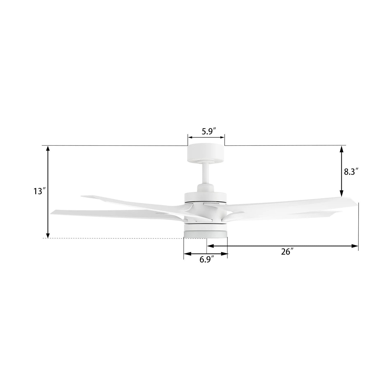 Carro Onyx 52in 5-Blade Ceiling Fan | White ABS Blades and Integrated LED | Living Room & Bedroom | 18.3 x 52 x 52 in | Model CFR525T2-L11-W1-1