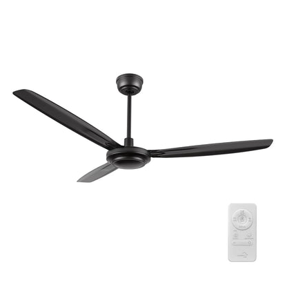 Carro Oberon 56in 3-Blade Ceiling Fan | Black Iron Blades and Remote | Living Room & High Ceilings | 18.3 x 56 x 56 in | Model CFR563Z1-N10-B2-1