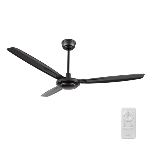 Carro Oberon 56in 3-Blade Ceiling Fan | Black Iron Blades and Remote | Living Room & High Ceilings | 18.3 x 56 x 56 in | Model CFR563Z1-N10-B2-1