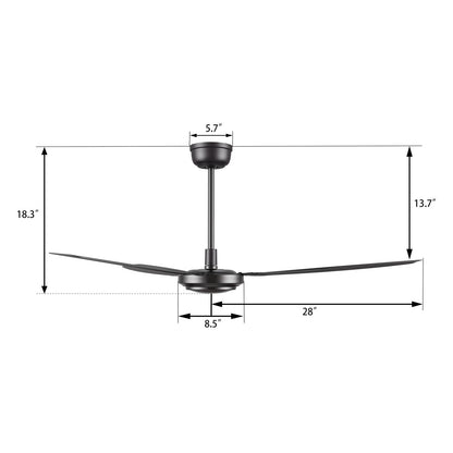 Carro Oberon 56in 3-Blade Ceiling Fan | Black Iron Blades and Remote | Living Room & High Ceilings | 18.3 x 56 x 56 in | Model CFR563Z1-N10-B2-1