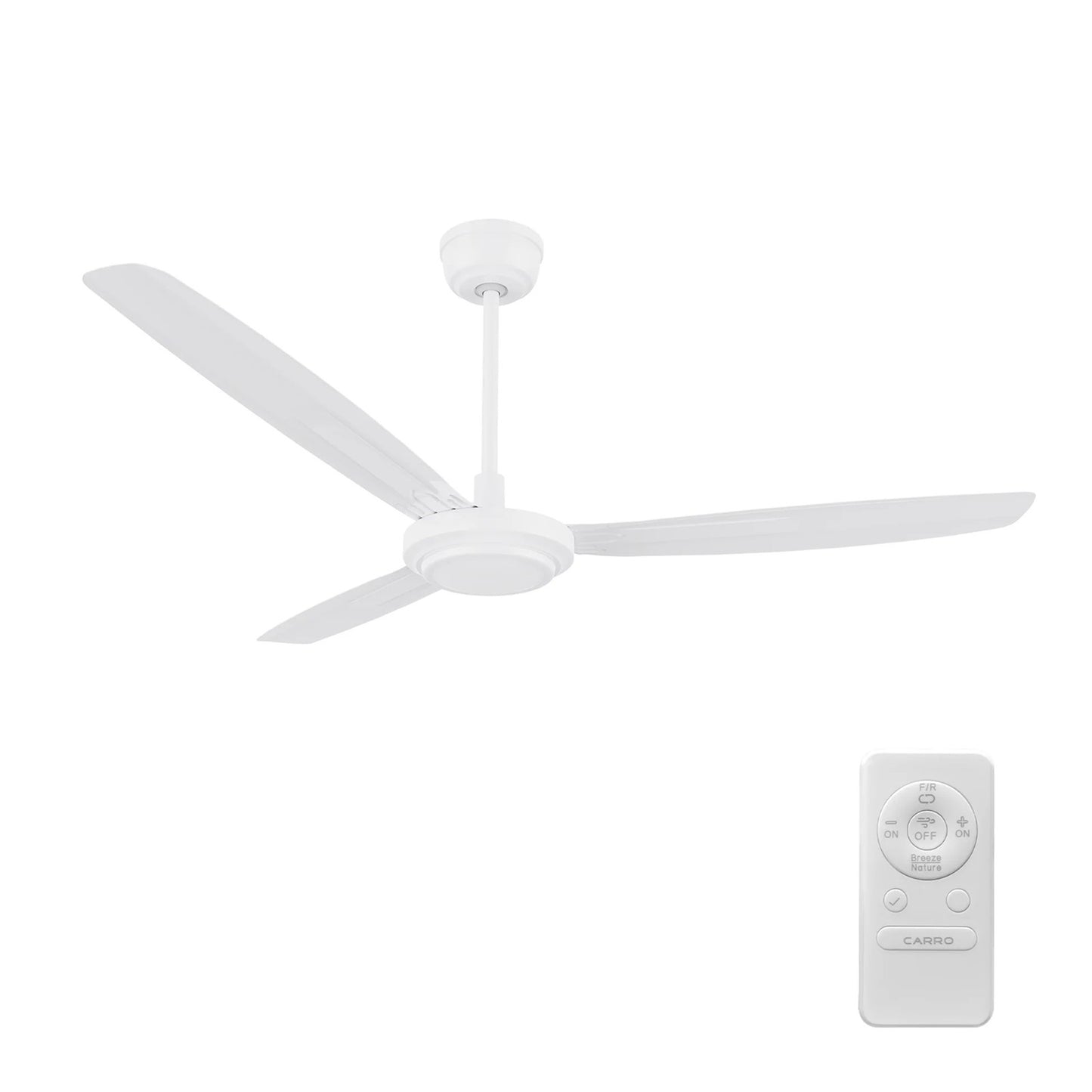 Carro Oberon 56in 3-Blade Ceiling Fan | White Iron Blades and Remote | Living Room & High Ceilings | 18.3 x 56 x 56 in | Model CFR563Z1-N10-W1-1