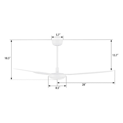 Carro Oberon 56in 3-Blade Ceiling Fan | White Iron Blades and Remote | Living Room & High Ceilings | 18.3 x 56 x 56 in | Model CFR563Z1-N10-W1-1