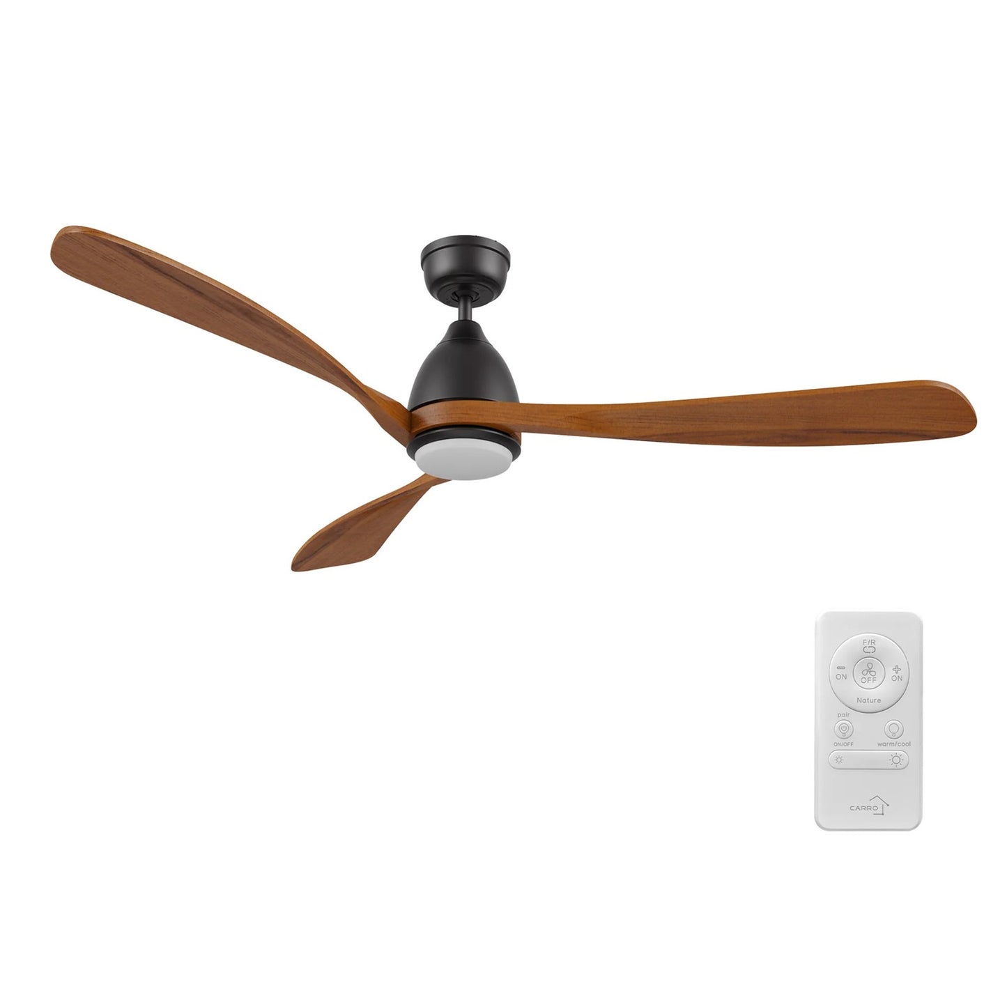 Carro Vienna 60in 3-Blade Ceiling Fan | Black Walnut Solid Wood Blades and Integrated LED | Living Room & Bedroom | 14.4 x 60 x | Model CFR603K3-L11-BM2-1