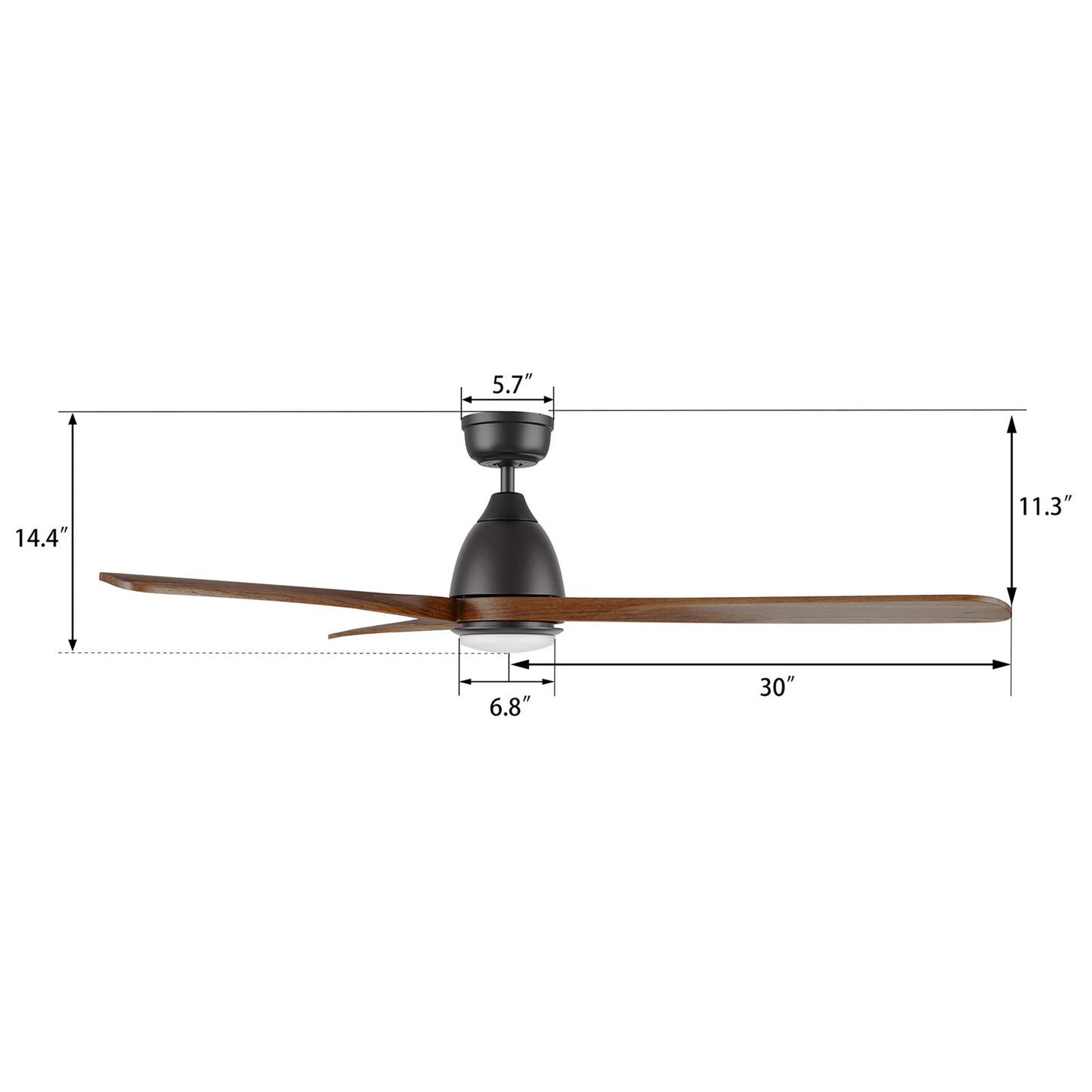 Carro Vienna 60in 3-Blade Ceiling Fan | Black Walnut Solid Wood Blades and Integrated LED | Living Room & Bedroom | 14.4 x 60 x | Model CFR603K3-L11-BM2-1