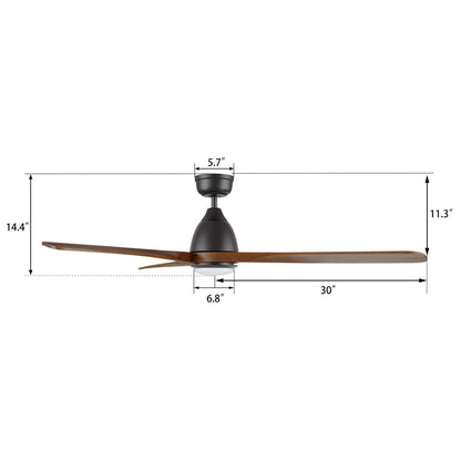 Carro Vienna 60in 3-Blade Ceiling Fan | Black Walnut Solid Wood Blades and Integrated LED | Living Room & Bedroom | 14.4 x 60 x | Model CFR603K3-L11-BM2-1