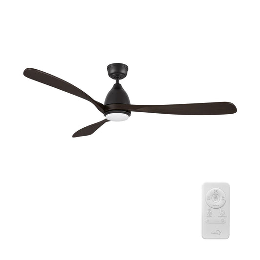 Carro Vienna 60in 3-Blade Ceiling Fan | Modern Black Brown and Solid Wood Blades | Living Room & Bedroom | 60 x 60 x 14.4 in | Model CFR603K3-L11-BM4-1