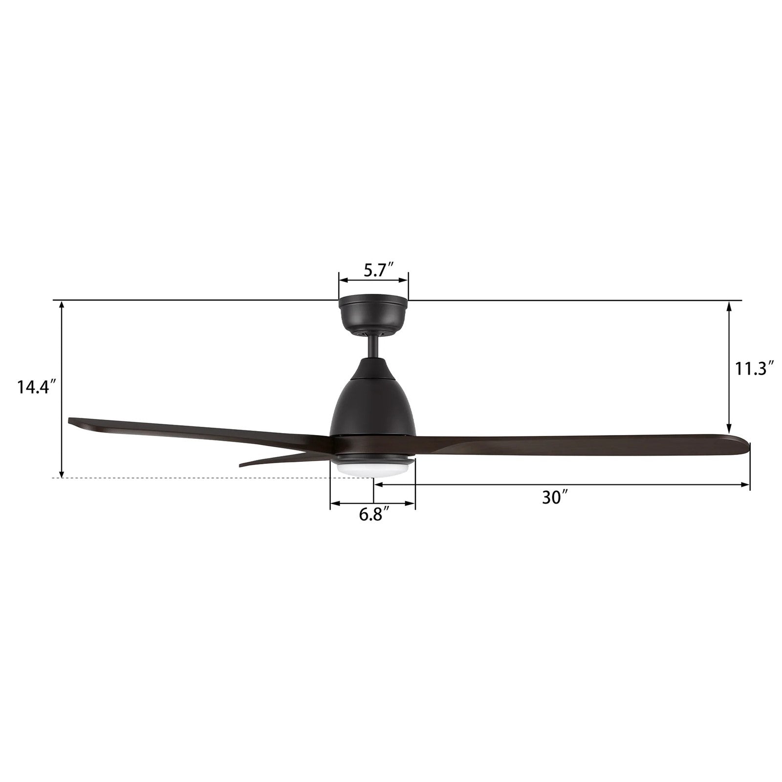 Carro Vienna 60in 3-Blade Ceiling Fan | Modern Black Brown and Solid Wood Blades | Living Room & Bedroom | 60 x 60 x 14.4 in | Model CFR603K3-L11-BM4-1