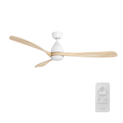 Carro Vienna 60in 3-Blade Ceiling Fan | Modern White and Solid Wood Blades | Living Room & Bedroom | 60 x 60 x 14.4 in | Model CFR603K3-L11-WM5-1