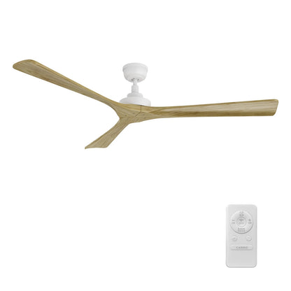Carro Athena 60in 3-Blade Ceiling Fan | Modern White and Solid Wood Blades | Living Room & Bedroom | 60 x 60 x 11.7 in | Model CFR603K4-N10-WM5-1