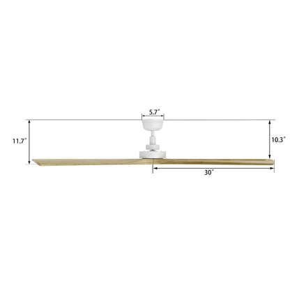 Carro Athena 60in 3-Blade Ceiling Fan | Modern White and Solid Wood Blades | Living Room & Bedroom | 60 x 60 x 11.7 in | Model CFR603K4-N10-WM5-1