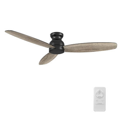 Carro Stanley 60in 3-Blade Flush Ceiling Fan | Modern Black Barnwood Plywood | Living Room & Bedroom | 60 x 60 x 10.8 in | Model CFR603Q-N10-BG-1-FM