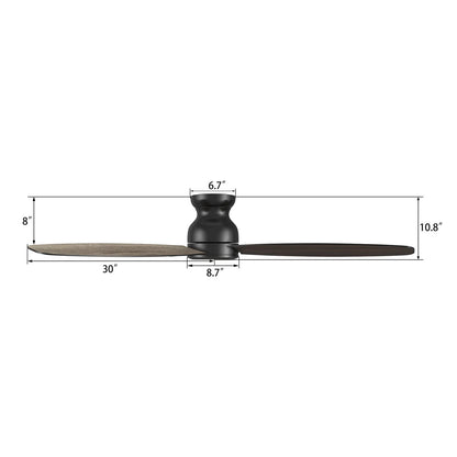 Carro Stanley 60in 3-Blade Flush Ceiling Fan | Modern Black Barnwood Plywood | Living Room & Bedroom | 60 x 60 x 10.8 in | Model CFR603Q-N10-BG-1-FM