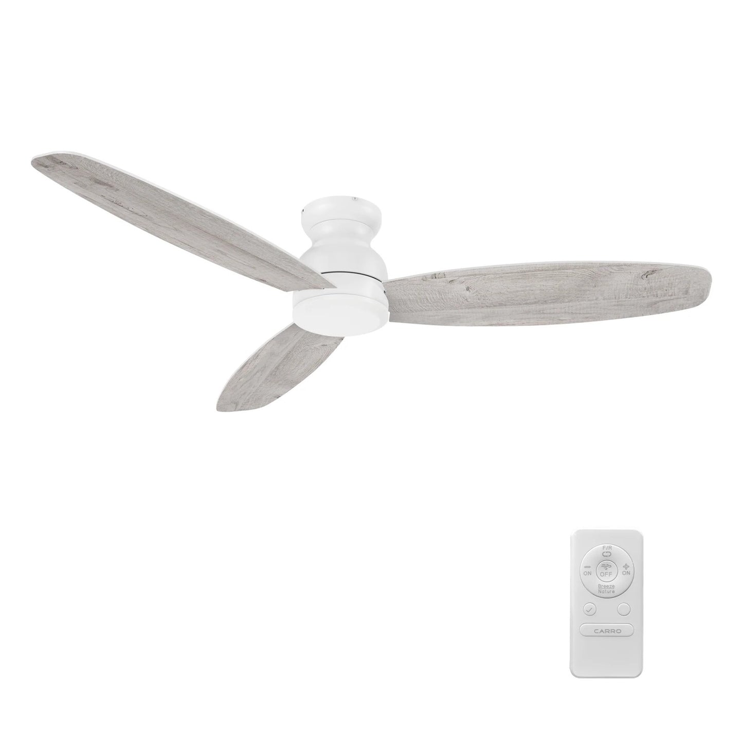 Carro Stanley 60in 3-Blade Flush Ceiling Fan | Modern White Plywood | Living Room & Bedroom | 60 x 60 x 10.8 in | Model CFR603Q-N10-WP-1-FM