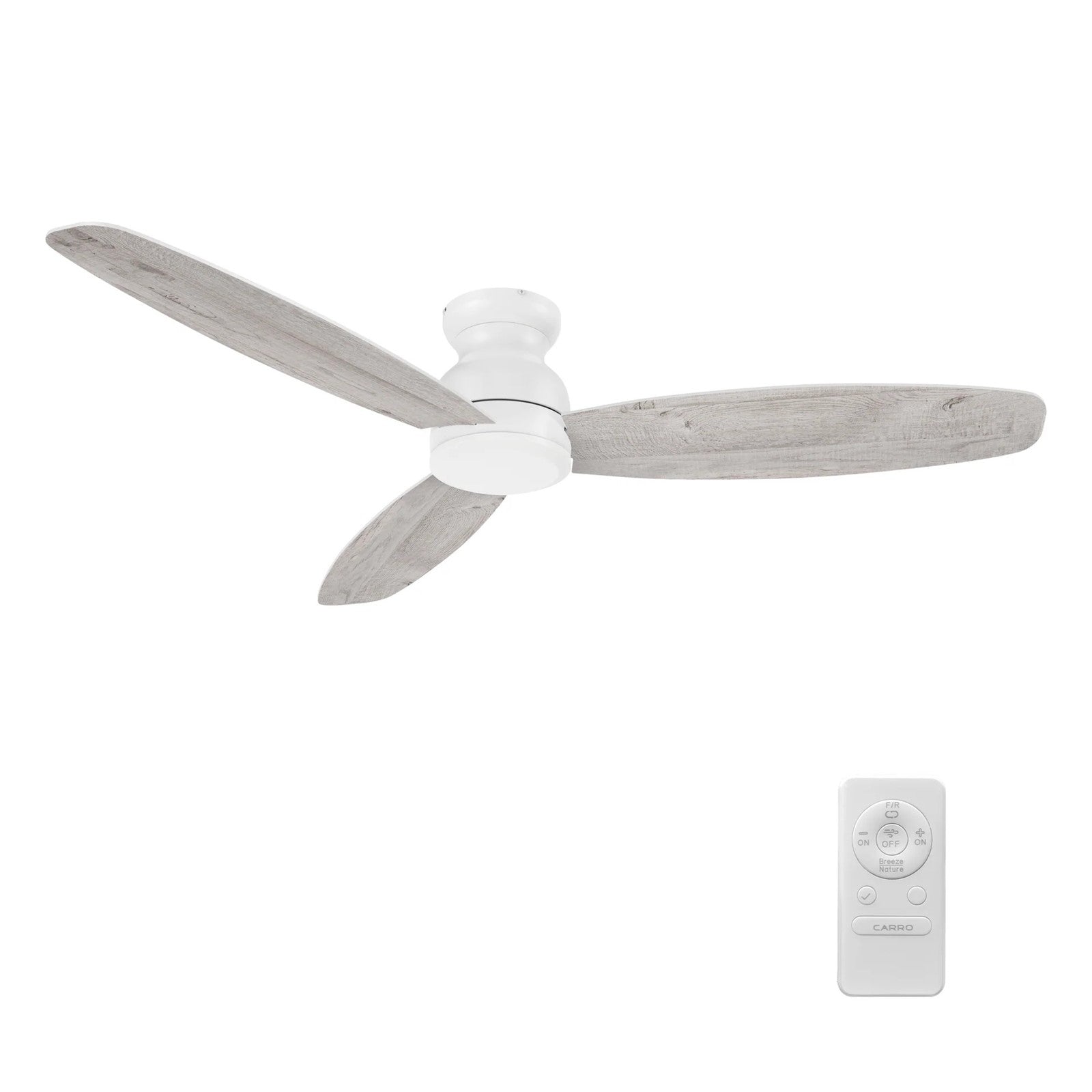 Carro Stanley 60in 3-Blade Flush Ceiling Fan | Modern White Plywood | Living Room & Bedroom | 60 x 60 x 10.8 in | Model CFR603Q-N10-WP-1-FM