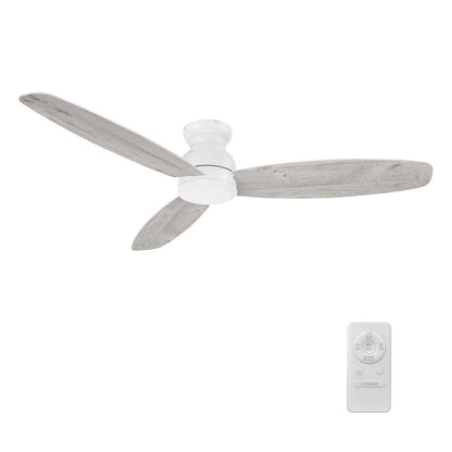 Carro Stanley 60in 3-Blade Flush Ceiling Fan | Modern White Plywood | Living Room & Bedroom | 60 x 60 x 10.8 in | Model CFR603Q-N10-WP-1-FM