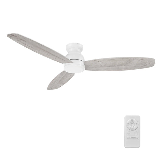 Carro Stanley 60in 3-Blade Flush Ceiling Fan | Modern White Plywood | Living Room & Bedroom | 60 x 60 x 10.8 in | Model CFR603Q-N10-WP-1-FM