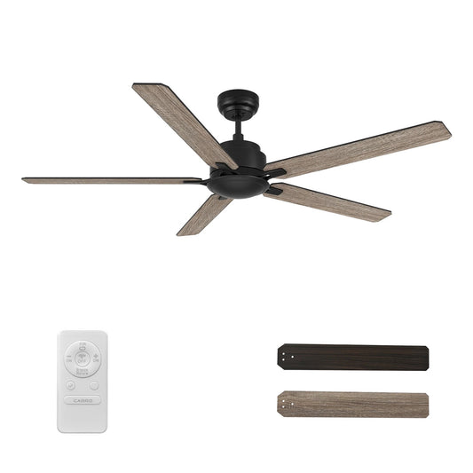 Carro Dunkirk 60in 5-Blade Ceiling Fan | Modern Black Barnwood Plywood Blades | Indoor Living Room & Bedroom | 60 x 60 x 13.8 in | Model CFR605J-N10-BG-1