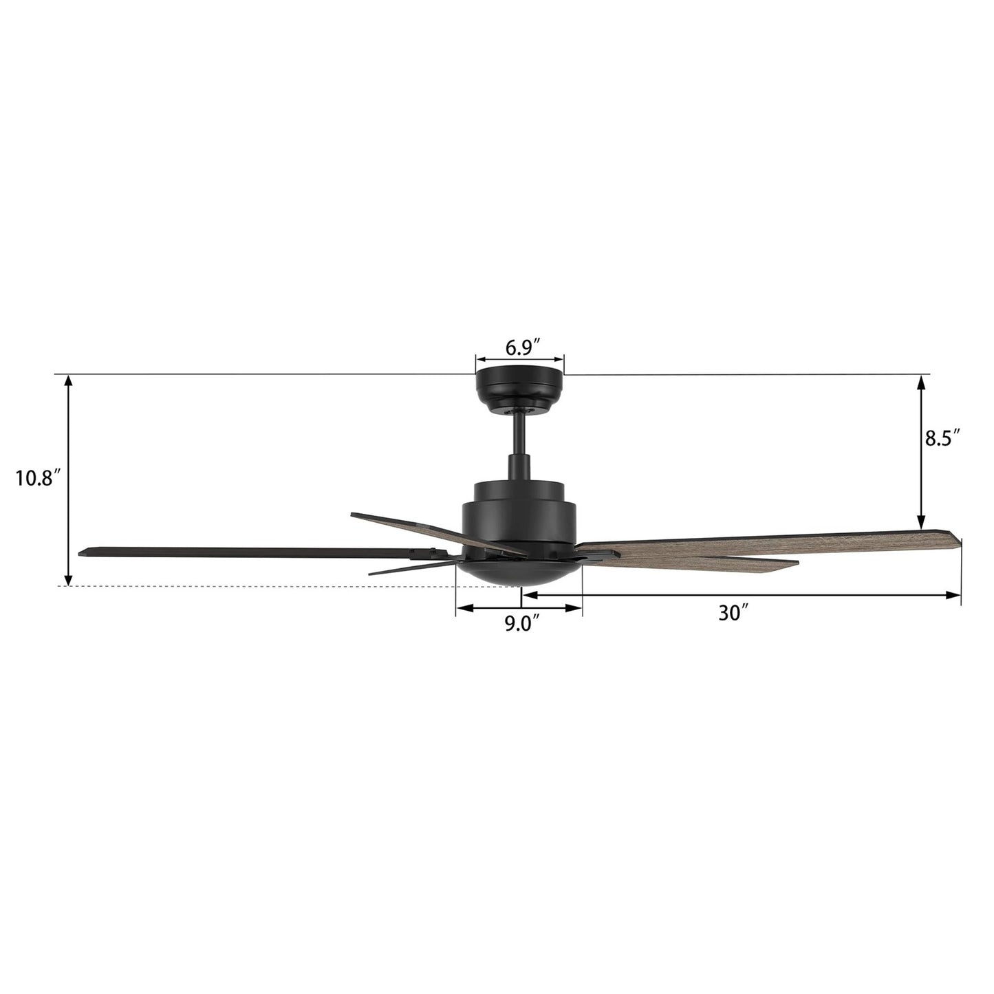 Carro Dunkirk 60in 5-Blade Ceiling Fan | Modern Black Barnwood Plywood Blades | Indoor Living Room & Bedroom | 60 x 60 x 13.8 in | Model CFR605J-N10-BG-1