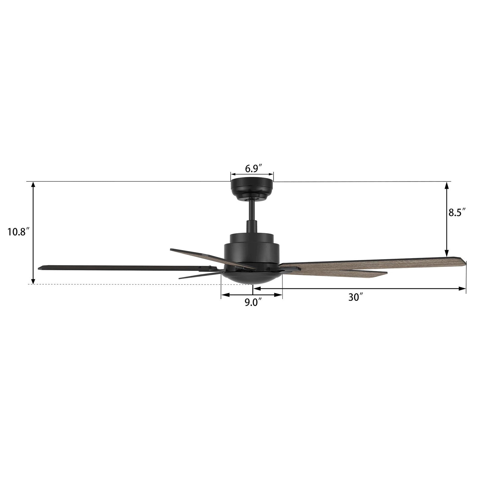 Carro Dunkirk 60in 5-Blade Ceiling Fan | Modern Black Barnwood Plywood Blades | Indoor Living Room & Bedroom | 60 x 60 x 13.8 in | Model CFR605J-N10-BG-1