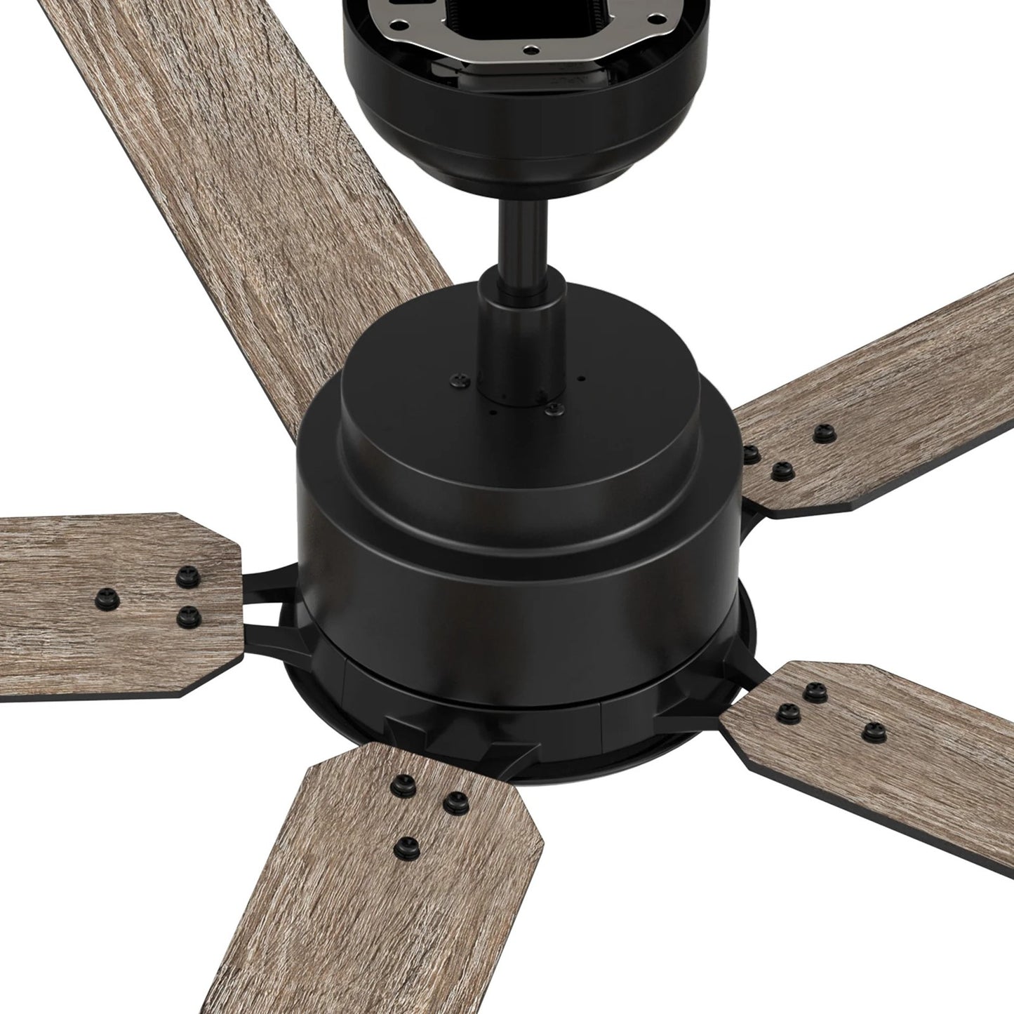 Carro Dunkirk 60in 5-Blade Ceiling Fan | Modern Black Barnwood Plywood Blades | Indoor Living Room & Bedroom | 60 x 60 x 13.8 in | Model CFR605J-N10-BG-1