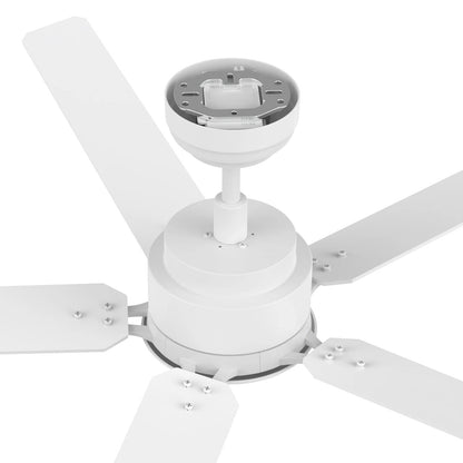 Carro Dunkirk 60in 5-Blade Ceiling Fan | Modern White Plywood Blades | Indoor Living Room & Bedroom | 60 x 60 x 13.8 in | Model CFR605J-N10-W1-1