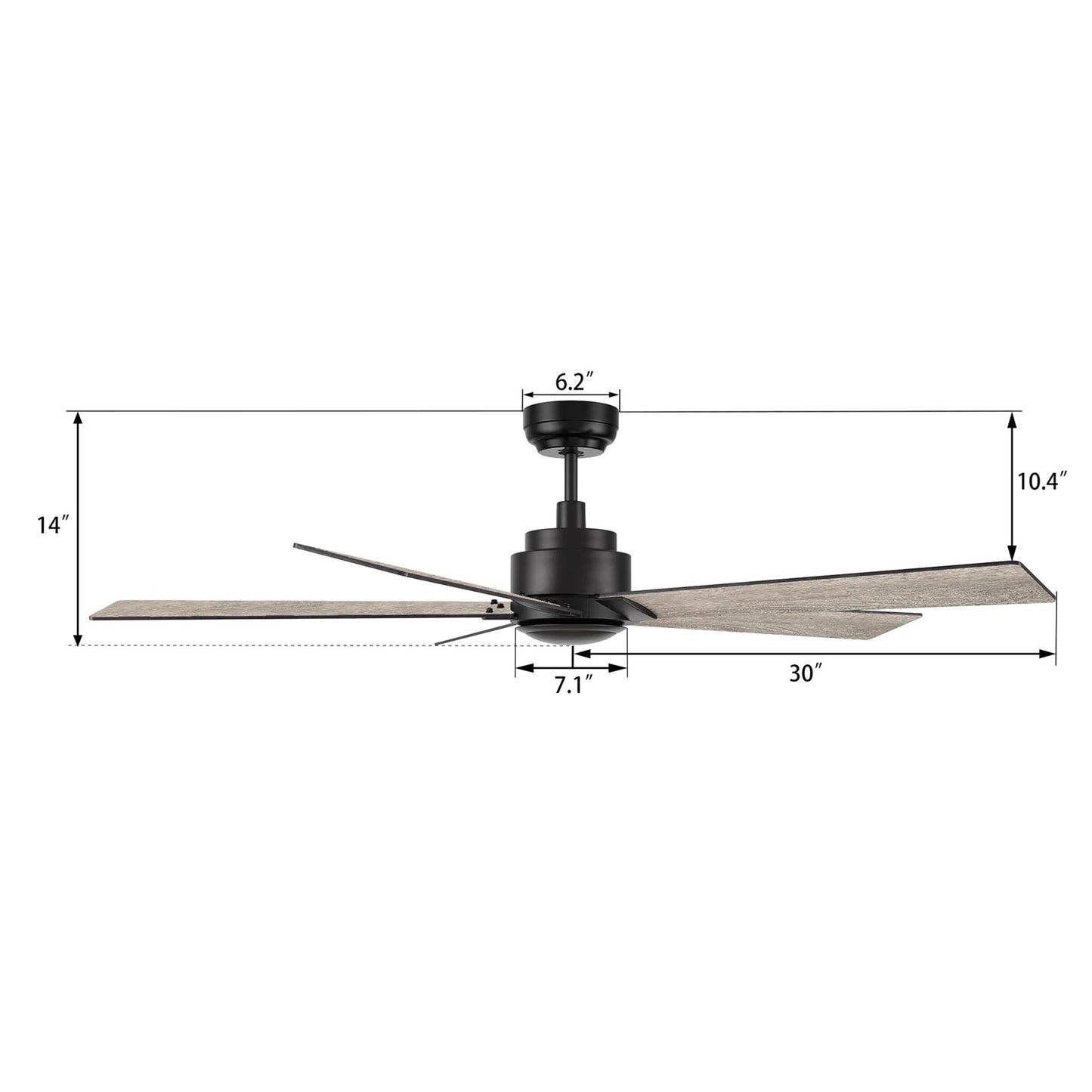 Carro Lurgan 60in 5-Blade Ceiling Fan | Modern Black Plywood | Living Room & Great Room | 60 x 60 x 14 in | Model CFR605J1-N10-BG-1