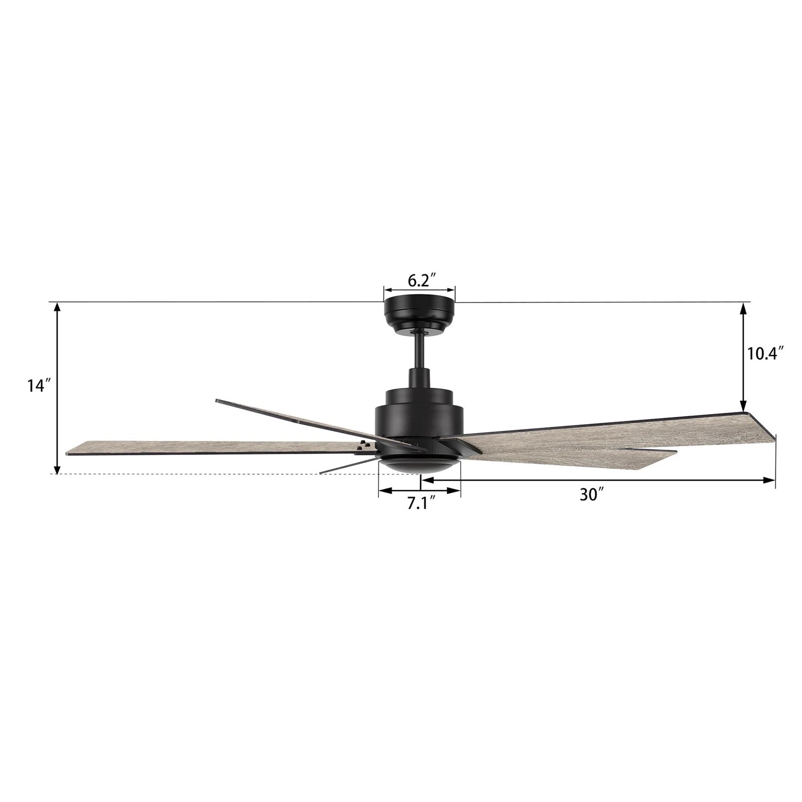 Carro Lurgan 60in 5-Blade Ceiling Fan | Modern Black Plywood | Living Room & Great Room | 60 x 60 x 14 in | Model CFR605J1-N10-BG-1
