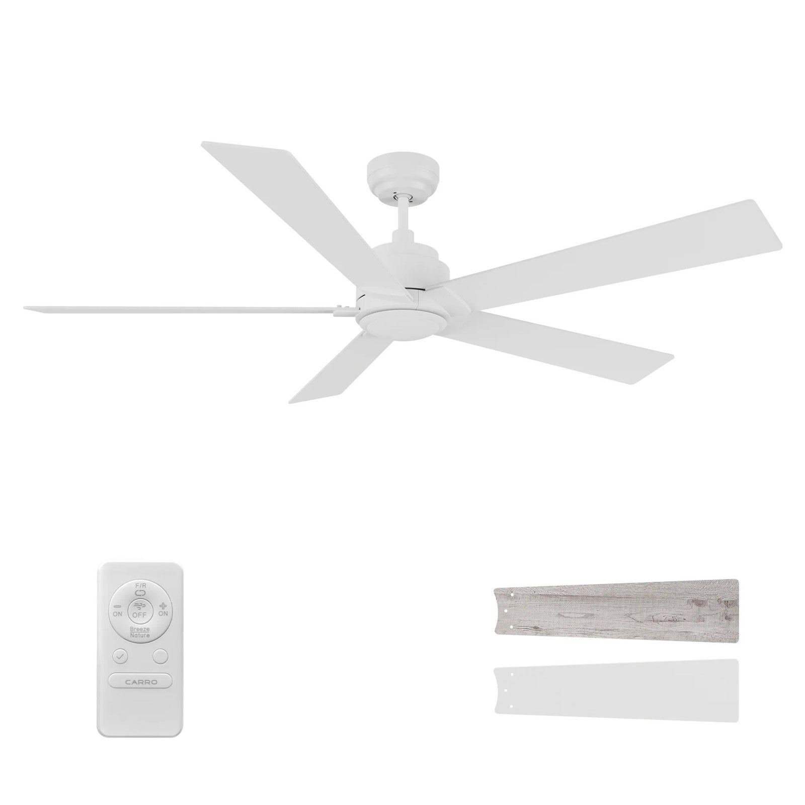 Carro Lurgan 60in 5-Blade Ceiling Fan | Modern White Plywood | Living Room & Great Room | 60 x 60 x 14 in | Model CFR605J1-N10-WP-1