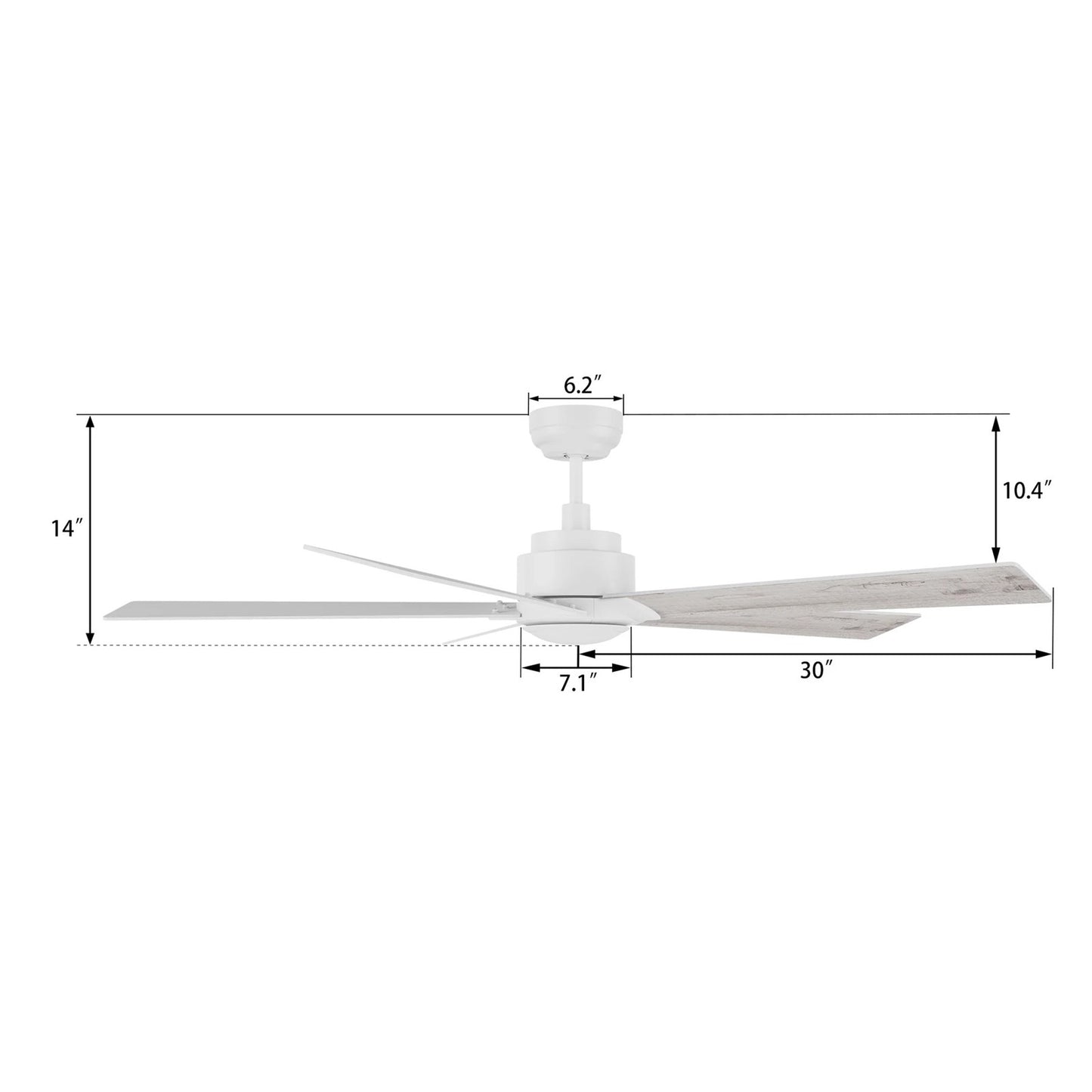 Carro Lurgan 60in 5-Blade Ceiling Fan | Modern White Plywood | Living Room & Great Room | 60 x 60 x 14 in | Model CFR605J1-N10-WP-1