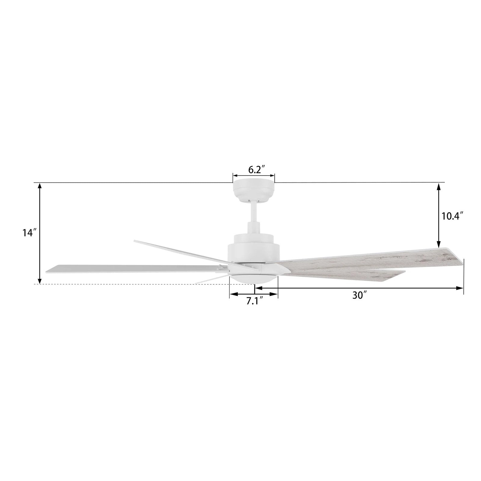 Carro Lurgan 60in 5-Blade Ceiling Fan | Modern White Plywood | Living Room & Great Room | 60 x 60 x 14 in | Model CFR605J1-N10-WP-1