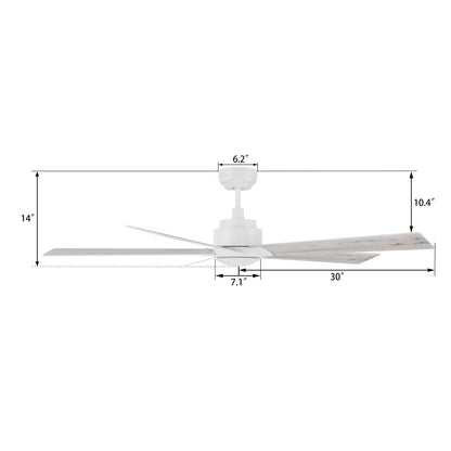 Carro Lurgan 60in 5-Blade Ceiling Fan | Modern White Plywood | Living Room & Great Room | 60 x 60 x 14 in | Model CFR605J1-N10-WP-1