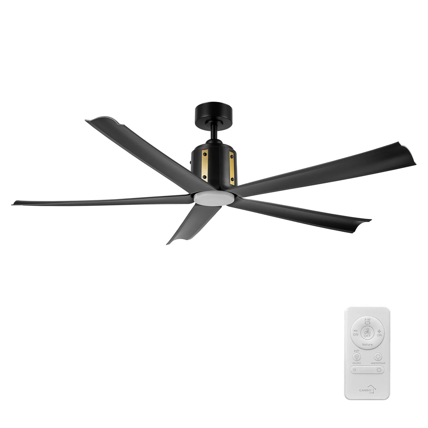 Carro Knox 60in 5-Blade Ceiling Fan | Modern Black Plywood Blades with Integrated LED | Indoor Living Room & Bedroom | 60 x 60 | Model CFR605T1-L11-B2-1A