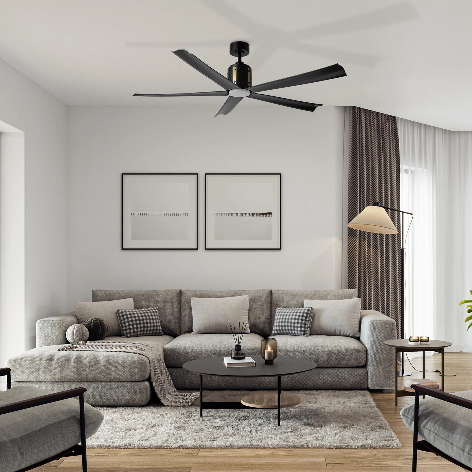 Carro Knox 60in 5-Blade Ceiling Fan | Modern Black Plywood Blades with Integrated LED | Indoor Living Room & Bedroom | 60 x 60 | Model CFR605T1-L11-B2-1A